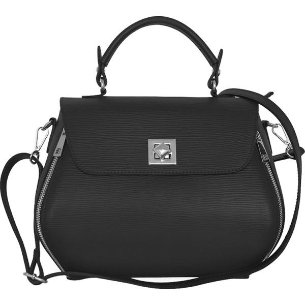 Borsa a mano con zip e tracolla regolabile nero e argento Bagare nero