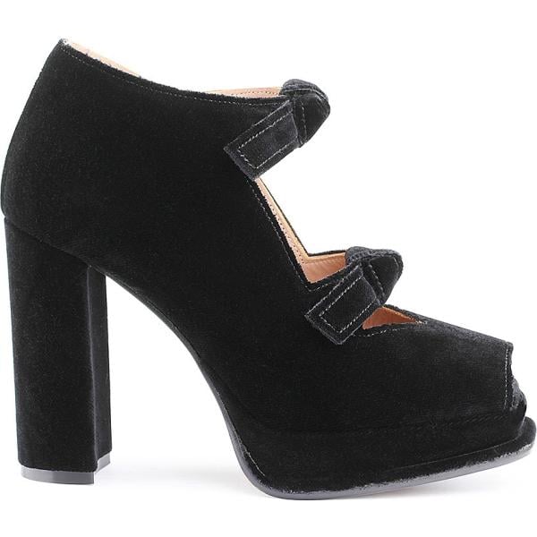 Tronchetti con plateau e tacco alto con zip open toe in velluto nero LAutre Chose