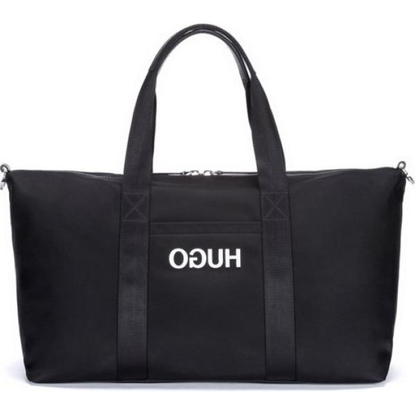 Shopping bag effetto metallizzato in gabardine con logo argento Hugo