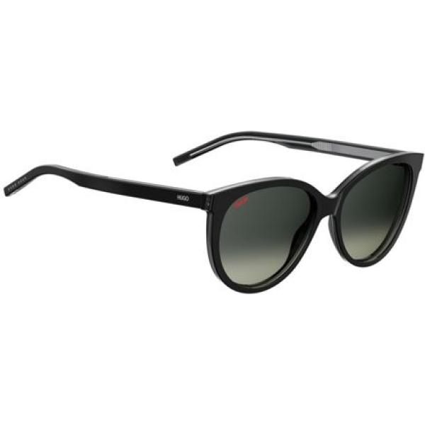 Occhiali da sole effetto acetato con zip e logo nero Hugo