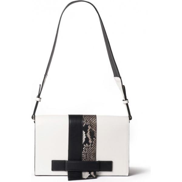 Borsa a tracolla con zip e tasca interna nero e bianco La Redoute Collections