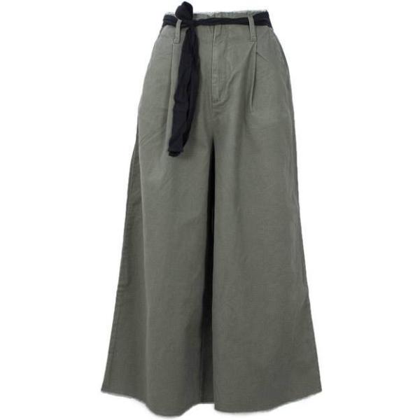 Pantalone wide leg cropped in cotone verde Only