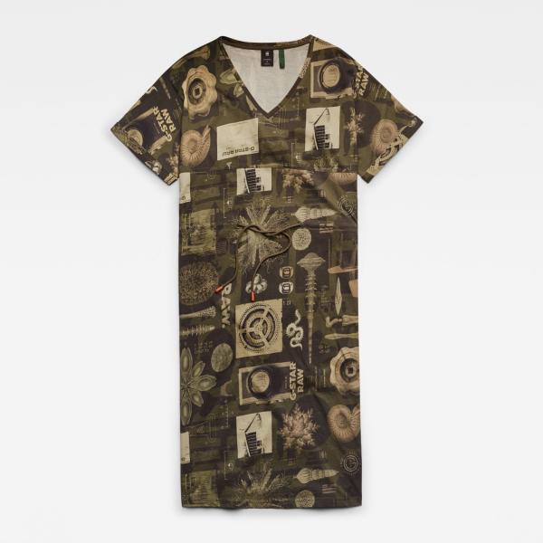 vestiti midi/longuette G-Star RAW verde con stampe