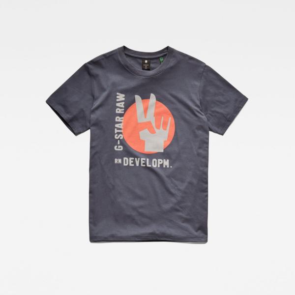 t-shirt G-Star RAW blu con stampe