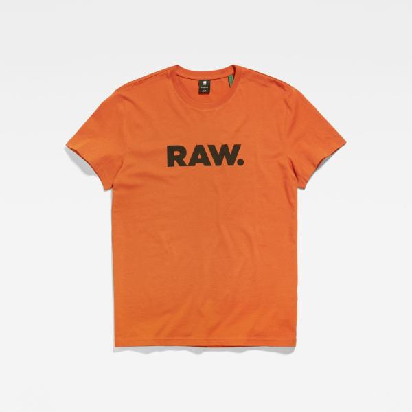 t-shirt G-Star RAW arancione con stampe