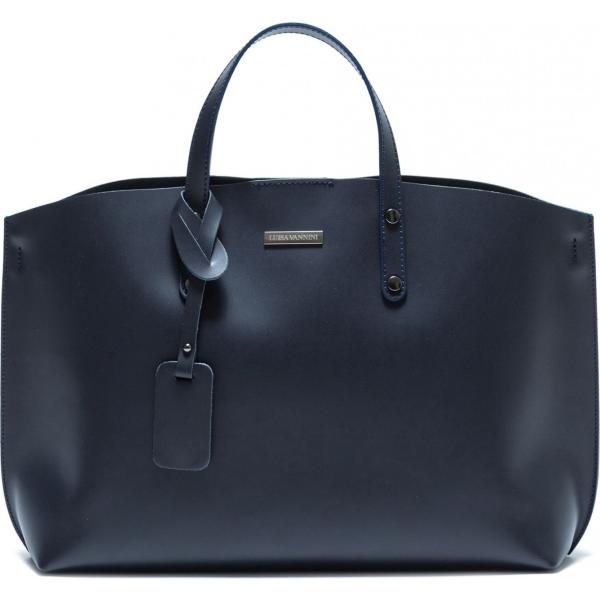 Borsa a mano con manico e zip in pelle made italy blu Renata Corsi