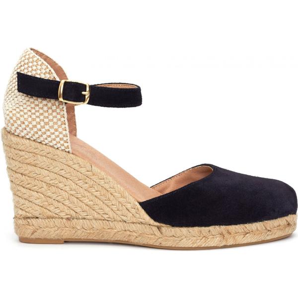 Sandali con zeppe e fibbia con punta tonda navy CLKA Shoes