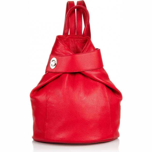 Zaino con manico e zip interno foderato made italy rosso Firenze
