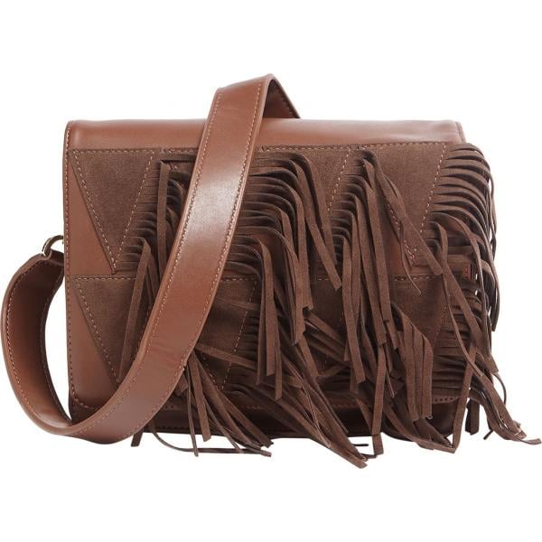 Borsa a tracolla con frange e zip blu e marrone Tosca Blu