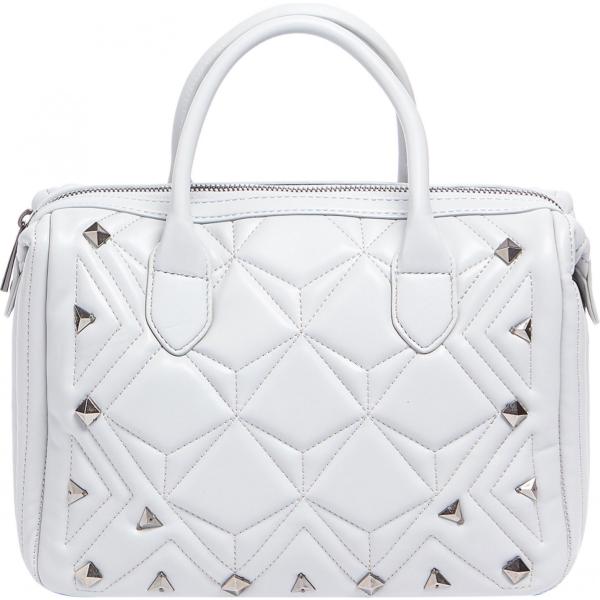 Borsa a mano con borchie e tracolla regolabile blu e bianco Tosca Blu