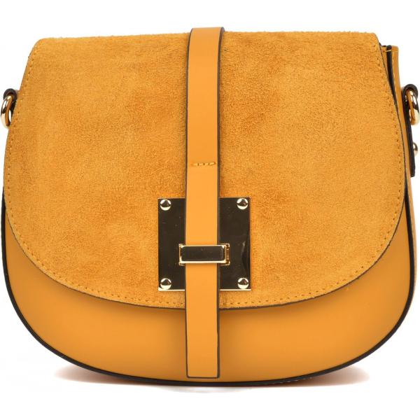 Borsa a tracolla made italy con fibbia senape Renata Corsi