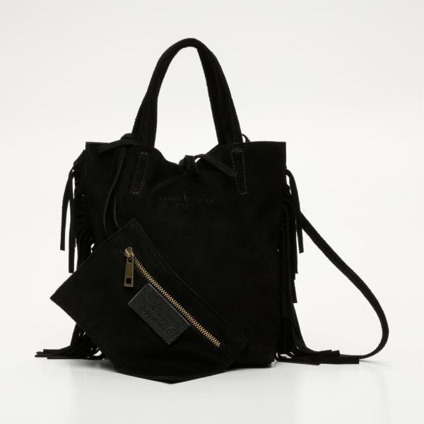 Pochette con frange e laccetti nero Maison Heritage