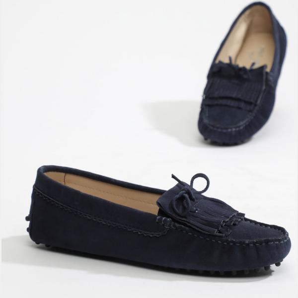 Mocassini effetto scamosciato con punta tonda navy Charles & Smith