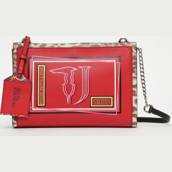 Clutch rosso e multicolore Trussardi