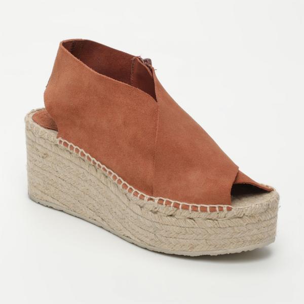 Espadrillas con zeppe e zip con punta tonda marrone Bimba y Lola
