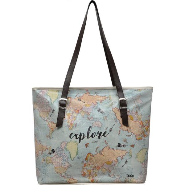 Shopping bag con stampa e zip multicolore Dogo Shoes & Bags