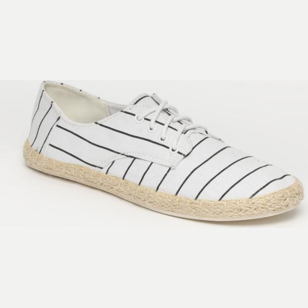 Sneakers a righe con punta tonda bianco e nero United Colors of Benetton