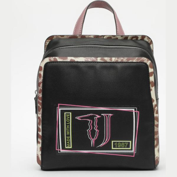 Zaino con bretelle e zip nero Trussardi