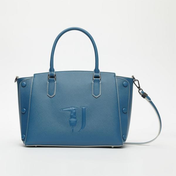 Borsa a mano con tracolla regolabile blu Trussardi