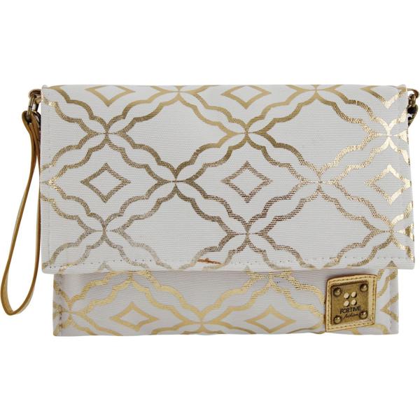 Borsa a mano con manico e zip in rafia oro Four Times & E.Ferri