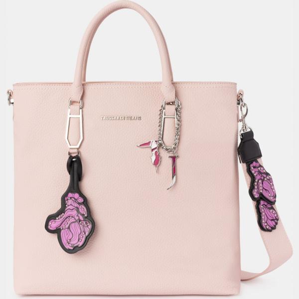 Pochette con zip e tracolla regolabile rosa Trussardi