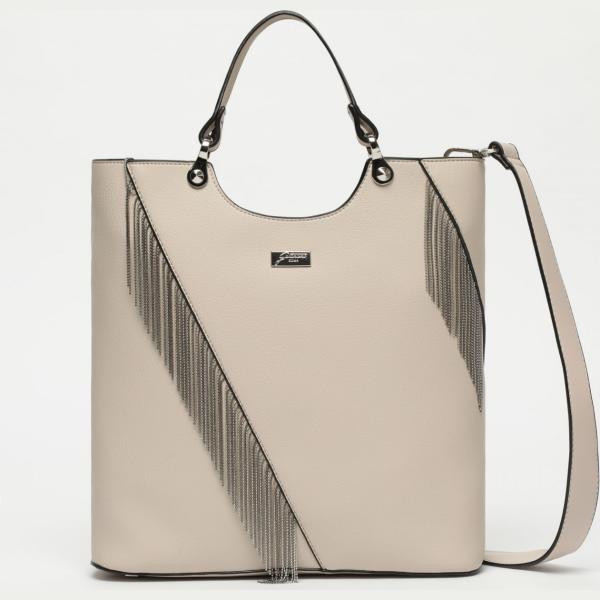 Borsa a mano con manico e zip beige Gattinoni