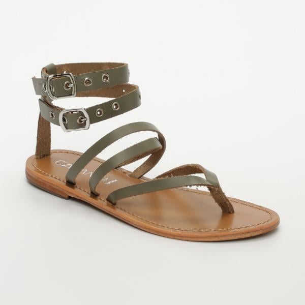 Sandali con fasce e punta tonda kaki Calank