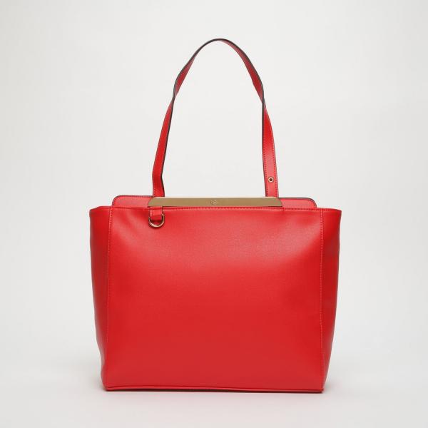 Shopping bag con taschini e zip rosso Carpisa