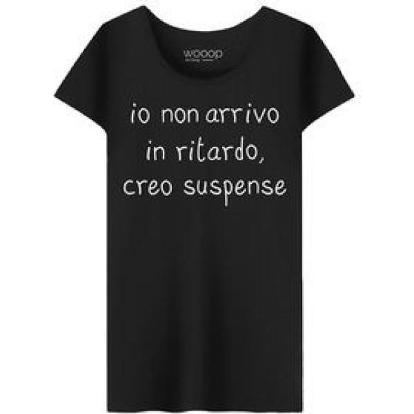 T-shirt girocollo a maniche corte nero Woop