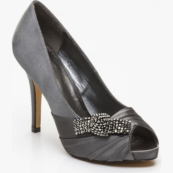 Scarpe col tacco con strass e punta tonda grigio Menbur