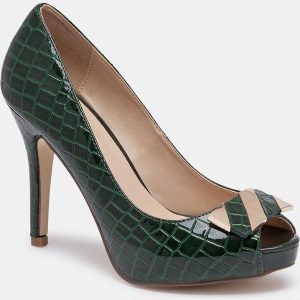 Scarpe col tacco con punta tonda verde Menbur