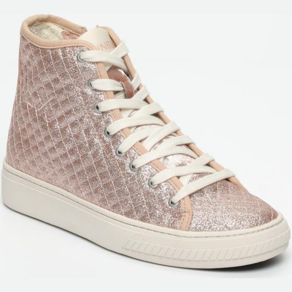 Sneakers glitter con zip e punta tonda rosa Sun 68