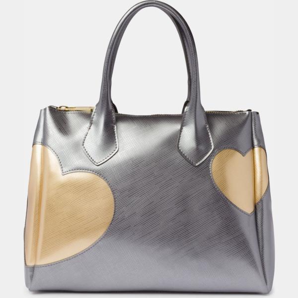 Borsa a mano effetto metallizzato con zip oro Gianni Chiarini