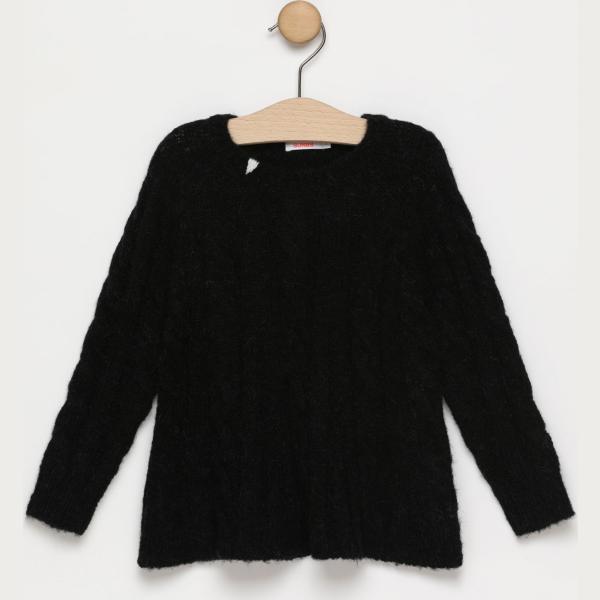 Maglioncino con scollo a maniche lunghe tinta unita nero Sun 68