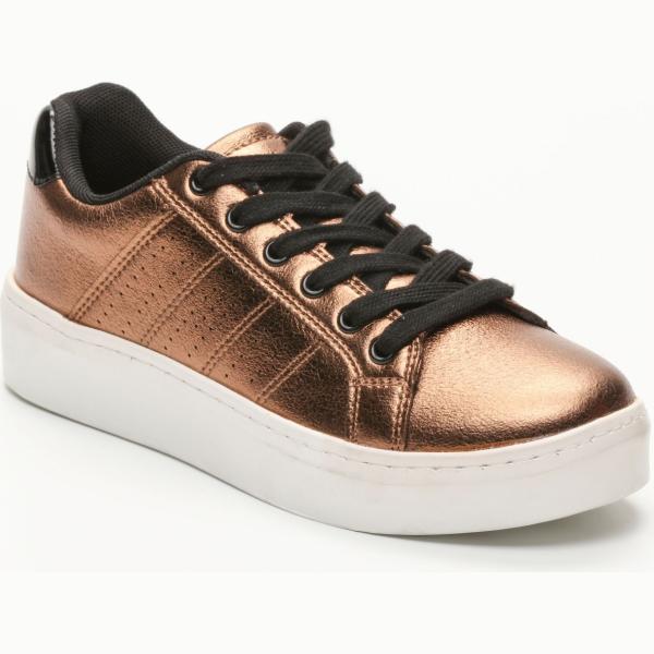 Sneakers interno in tessuto con punta tonda oro e nero e bianco Primadonna