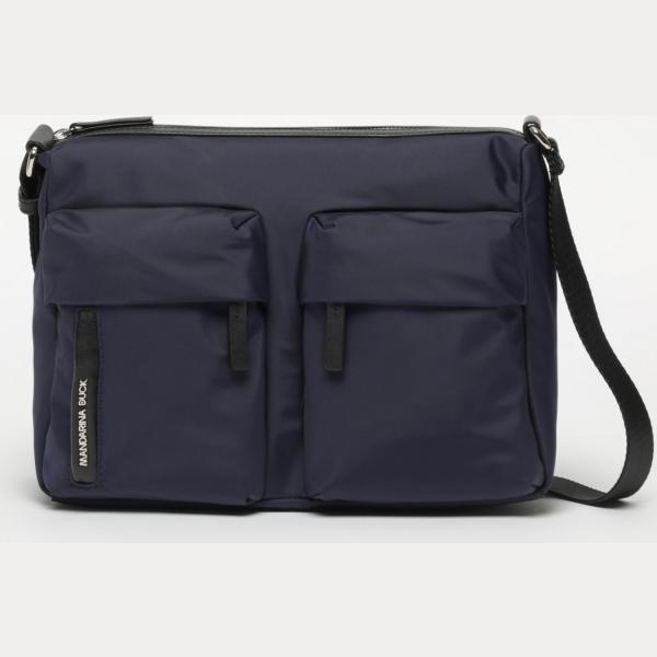 Borsa a tracolla con zip blu Mandarina Duck