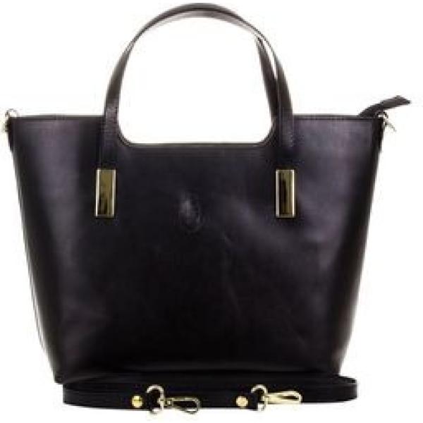 Shopping bag made italy con zip interno foderato con tracolla removibile nero Firenze
