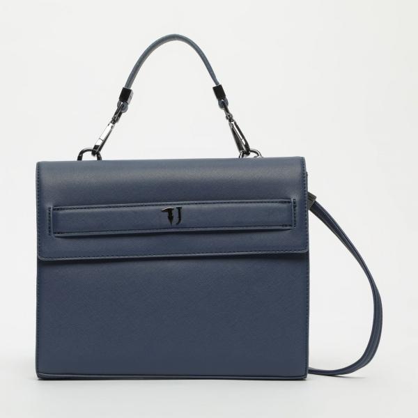 Borsa a tracolla con taschini e zip con scomparti blu Trussardi