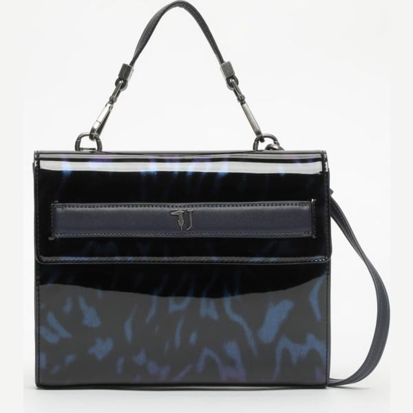 Borsa a tracolla con taschini e zip con scomparti blu e nero Trussardi