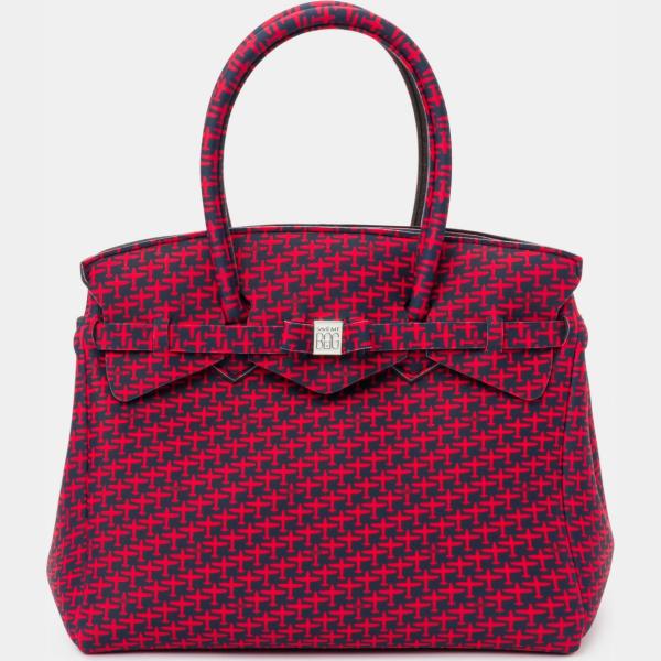 Borsa con stampa a clip rosso e nero Save My Bag