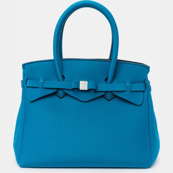 Borsa effetto metallizzato a clip blu scuro Save My Bag