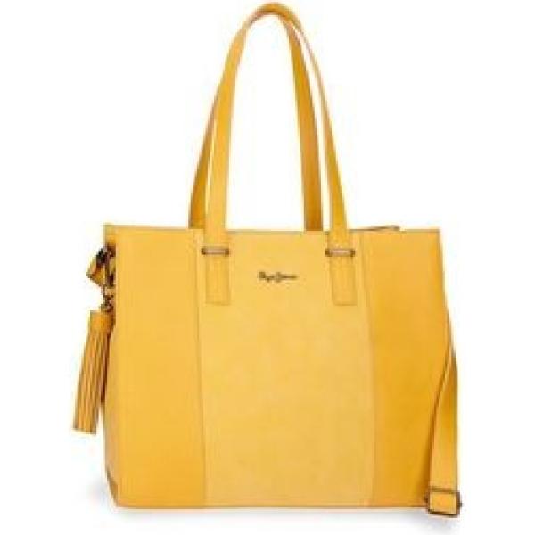 Borsa a tracolla con frange e zip con tracolla regolabile giallo Pepe Jeans