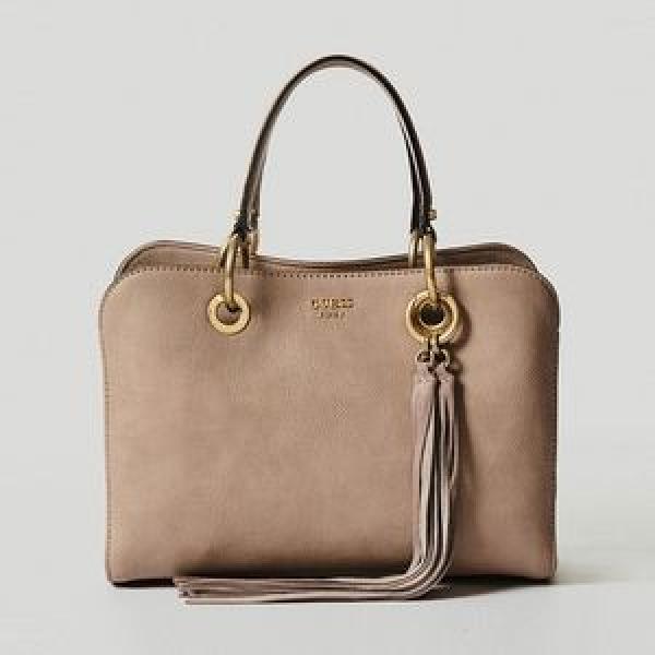 Borsa a mano con zip e tracolla regolabile beige Guess