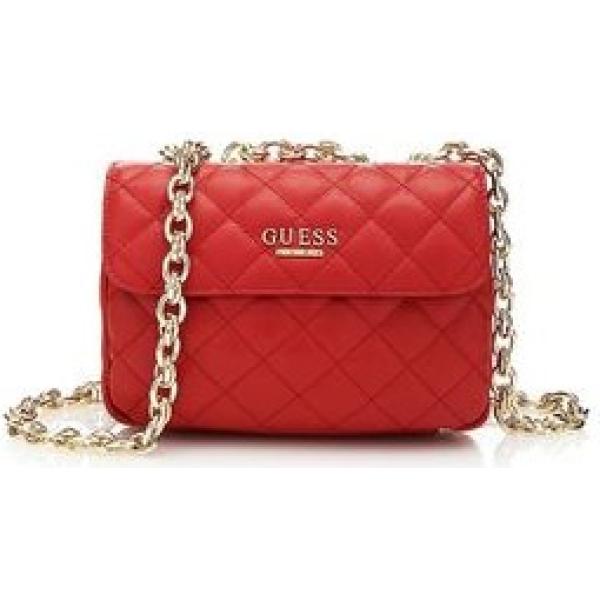 Borsa a tracolla con zip e scomparti rosso Guess