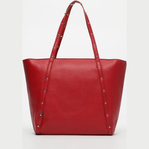 Shopping bag con borchie e zip rosso Calliope