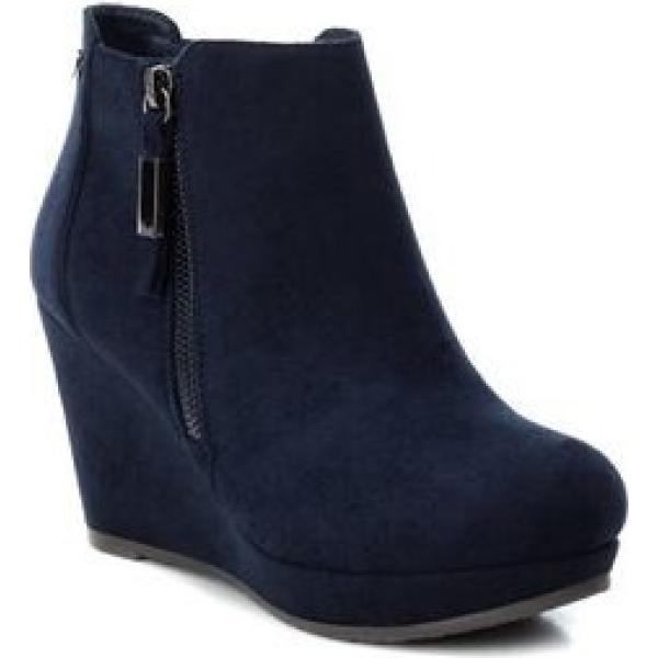 Stivaletti con zeppe e zip con punta tonda blu Xti