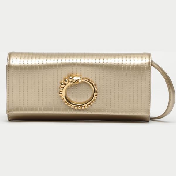 Pochette con zip in pelle oro Class Cavalli