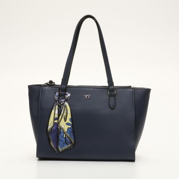 Borsa a mano con zip blu Y Not