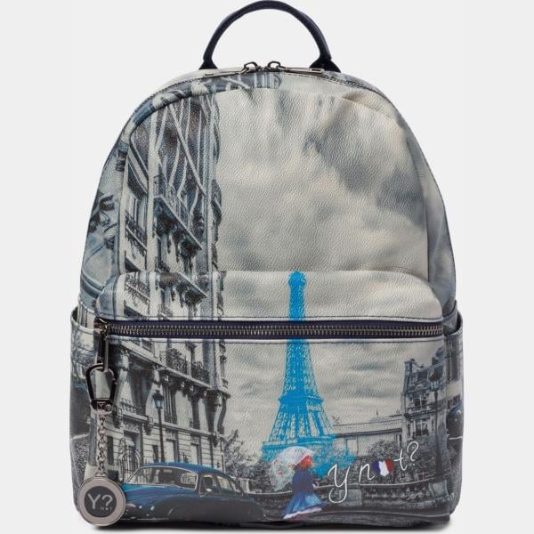 Zaino con bretelle e zip con taschini blu e navy Y Not