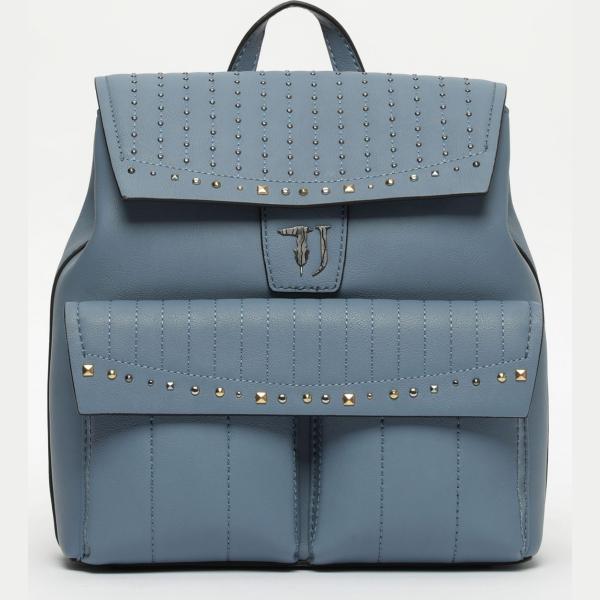 Zaino con bretelle a calamita fondo con piedini blu Trussardi